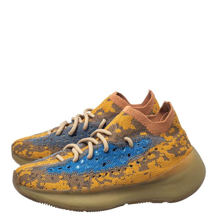 Pre Owned Yeezy x adidas Multicolor Knit Fabric Boost 380 Oat Reflective Low Top Sneakers Size 38