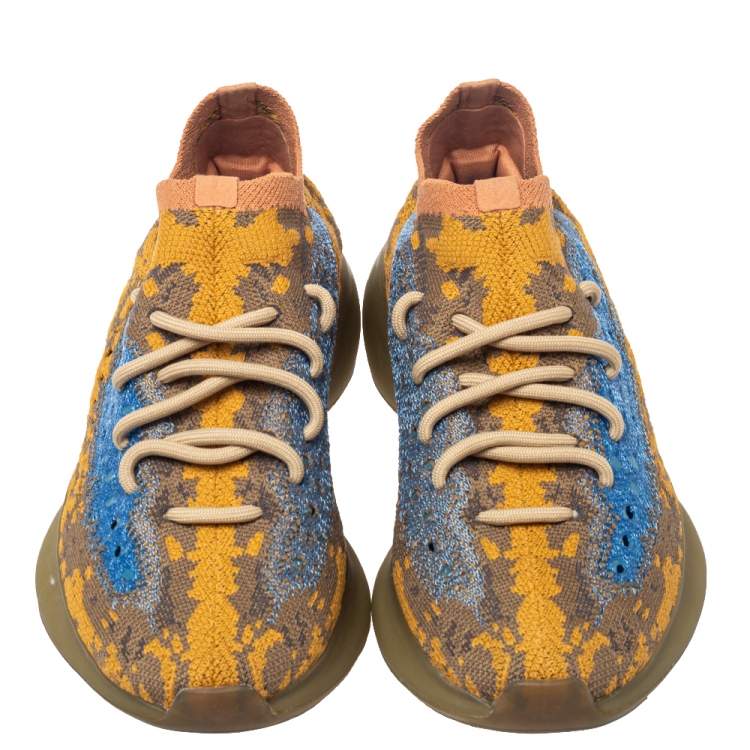 Pre Owned Yeezy x adidas Multicolor Knit Fabric Boost 380 Oat Reflective Low Top Sneakers Size 38