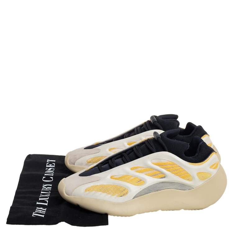 مملوكة مسبقًا Yeezy x adidas Beige/Yellow Mesh And Polyurethane 700 V3 Safflower Sneakers Size 42 2/3