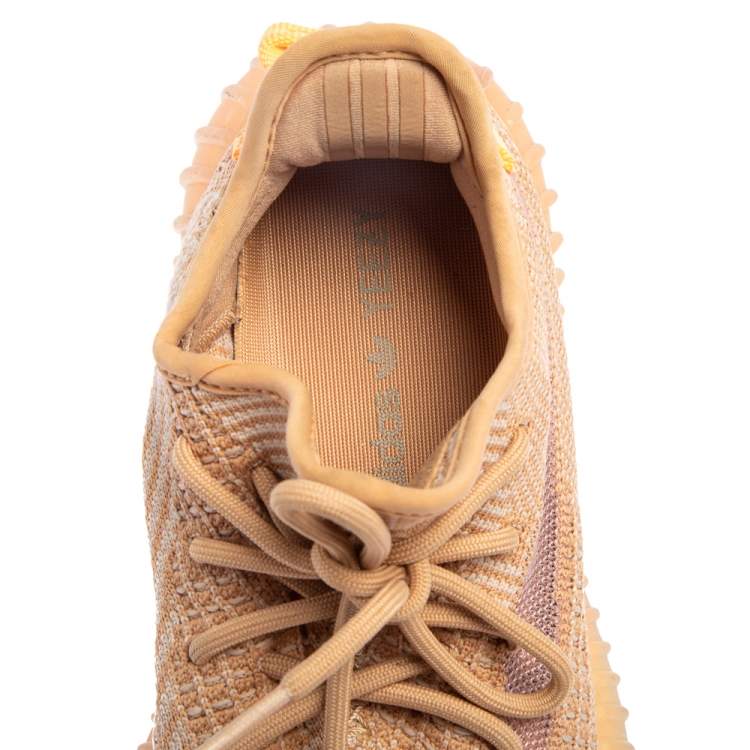 مملوكة مسبقًا Yeezy x adidas Beige Knit Fabric Boost 350 V2 Clay Sneakers Size 38