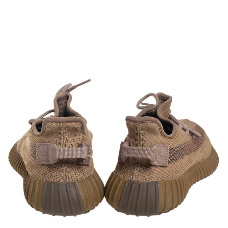 Pre Owned Yeezy x adidas Brown Knit Fabric Boost 350 V2  Earth Sneakers Size 39 1/3