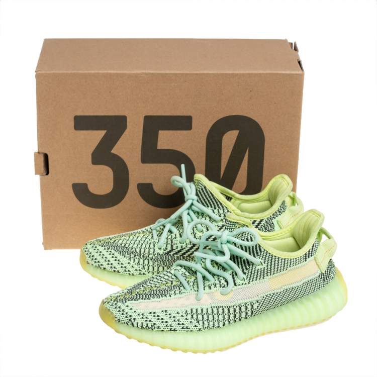 Pre Owned Yeezy x Adidas Green Knit Fabric Boost 350 V2 Yeezreel Size 38