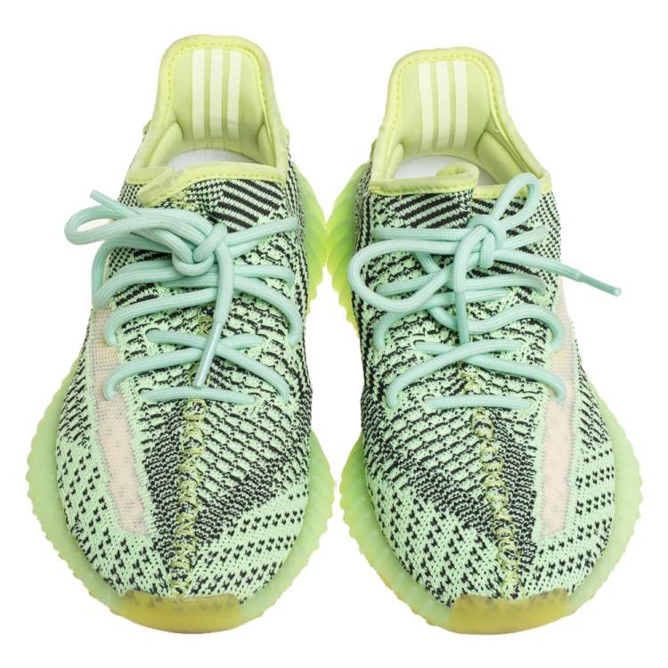 Pre Owned Yeezy x Adidas Green Knit Fabric Boost 350 V2 Yeezreel Size 38
