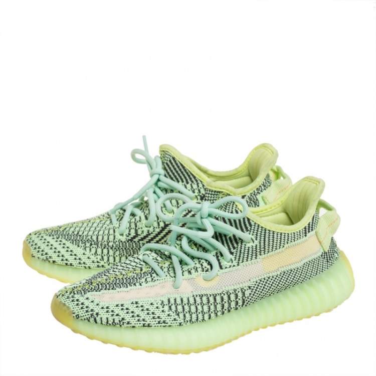 Pre Owned Yeezy x Adidas Green Knit Fabric Boost 350 V2 Yeezreel Size 38