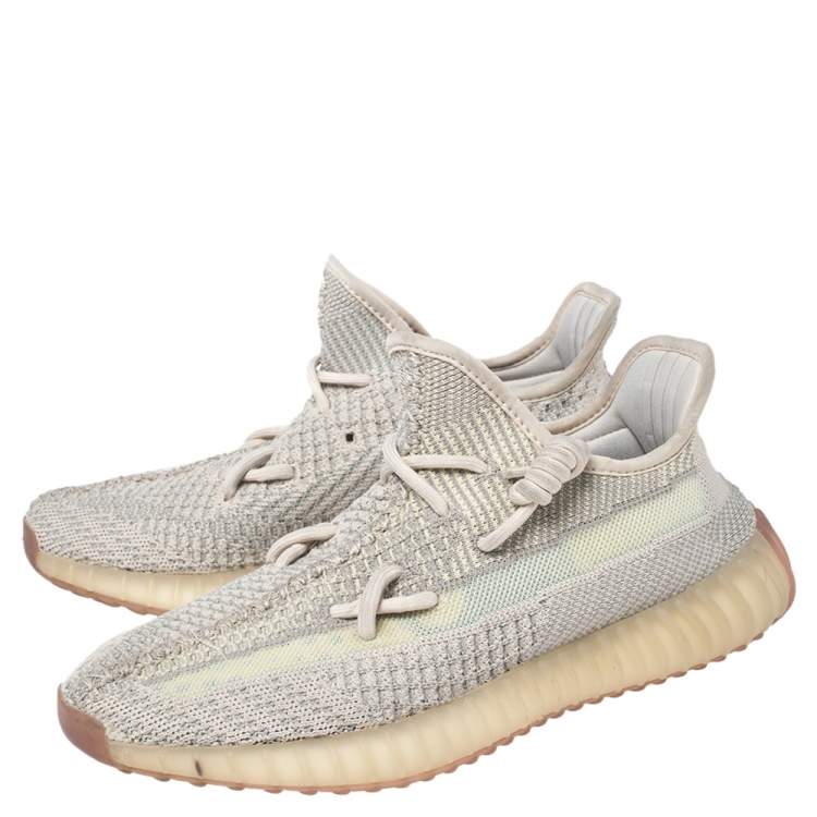 مملوكة مسبقًا Yeezy x adidas Green Knit Fabric Boost 350 V2 Citrin Sneakers Size 41 1/3