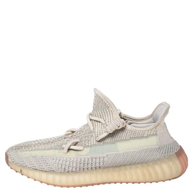 مملوكة مسبقًا Yeezy x adidas Green Knit Fabric Boost 350 V2 Citrin Sneakers Size 41 1/3