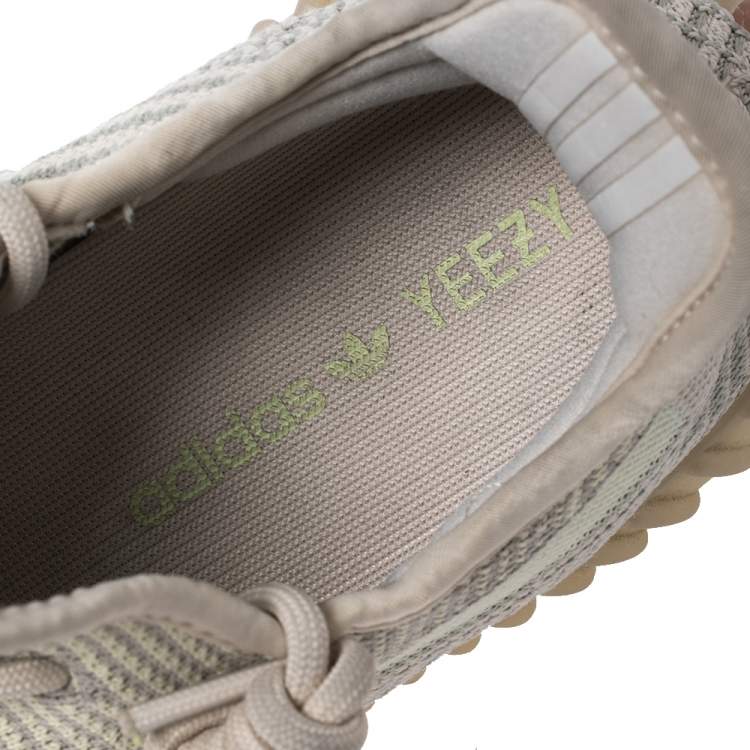 مملوكة مسبقًا Yeezy x adidas Green Knit Fabric Boost 350 V2 Citrin Sneakers Size 41 1/3