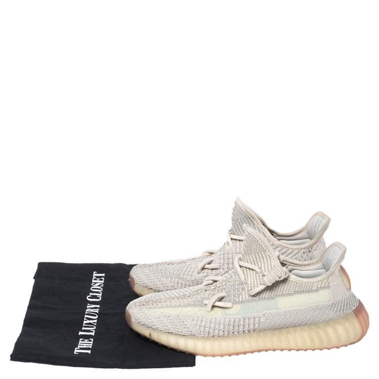 مملوكة مسبقًا Yeezy x adidas Green Knit Fabric Boost 350 V2 Citrin Sneakers Size 41 1/3