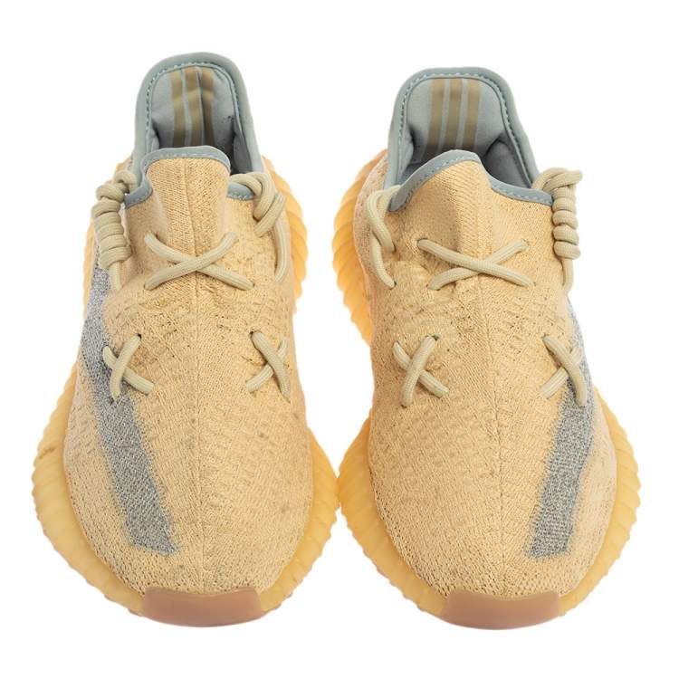 Pre Owned Yeezy x adidas Light Beige Knit Fabric Boost 350 V2 Linen Sneakers Size 40