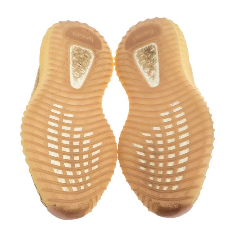 Pre Owned Yeezy x adidas Light Beige Knit Fabric Boost 350 V2 Linen Sneakers Size 40