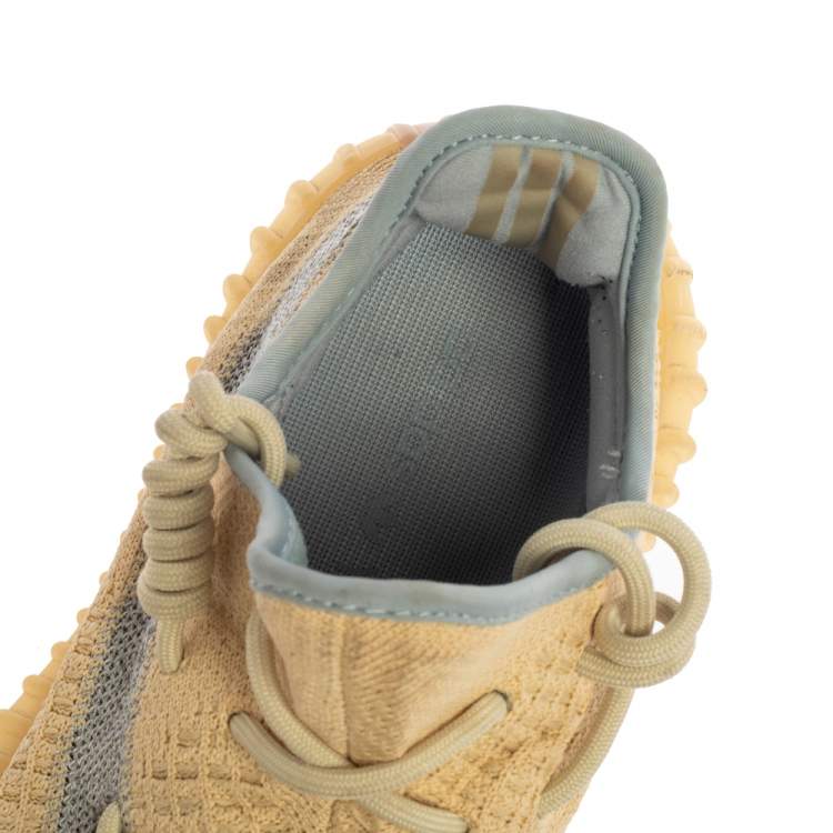 Pre Owned Yeezy x adidas Light Beige Knit Fabric Boost 350 V2 Linen Sneakers Size 40