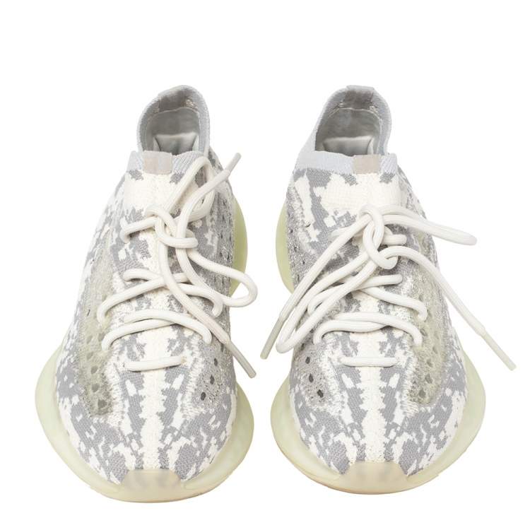 Pre Owned Yeezy x adidas White/Grey Knit Fabric Boost 380 Alien Sneakers Size 38