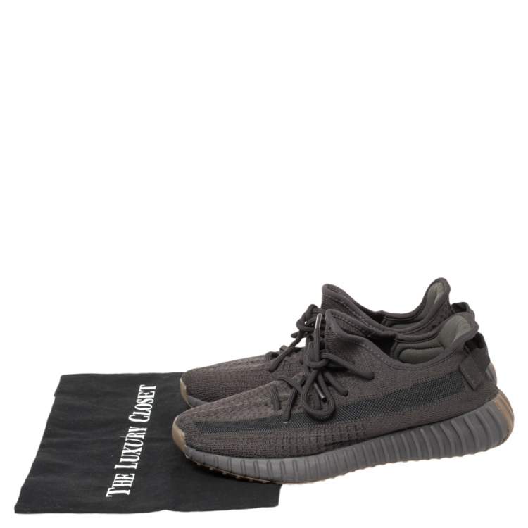 Pre Owned Yeezy x Adidas Dark Grey Cotton Knit Boost 350 V2 Cinder Sneakers Size 40 2/3