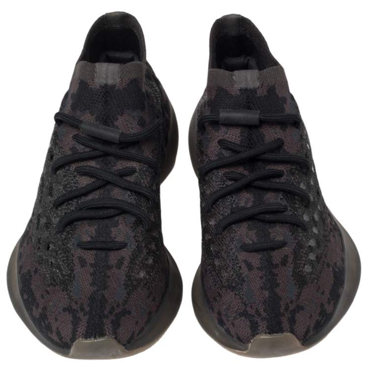 Pre Owned Yeezy x adidas Black Knit Fabric Boost 380 Onyx Sneakers Size 38