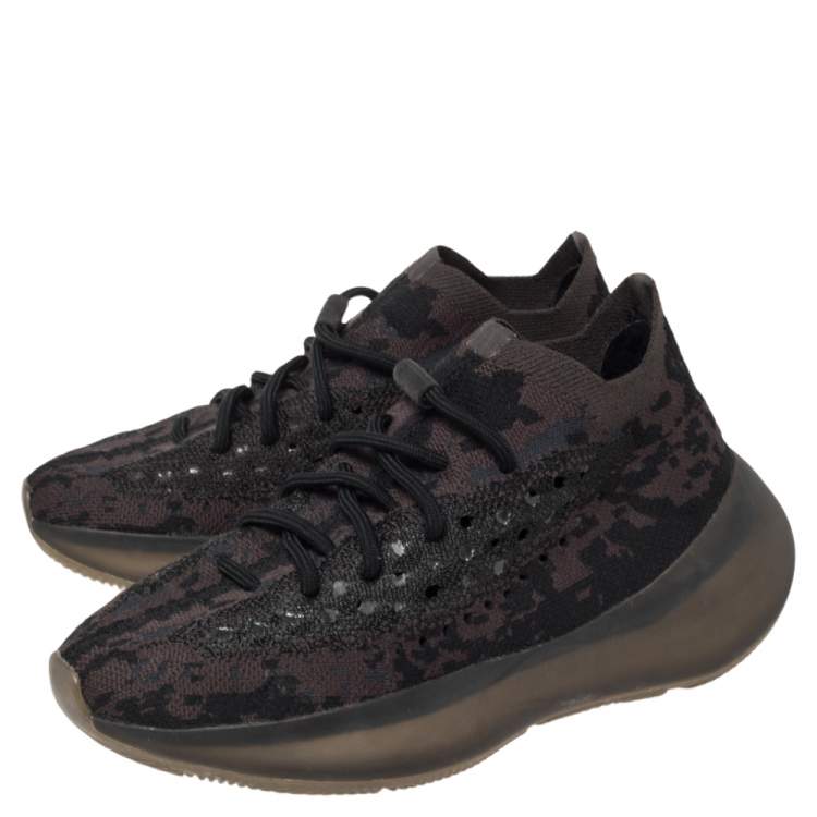 Pre Owned Yeezy x adidas Black Knit Fabric Boost 380 Onyx Sneakers Size 38