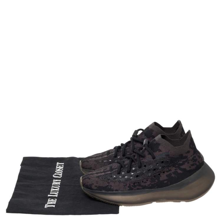 Pre Owned Yeezy x adidas Black Knit Fabric Boost 380 Onyx Sneakers Size 38