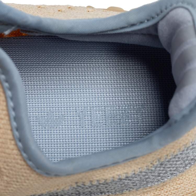 Pre Owned Yeezy x adidas Light Beige Knit Fabric Boost 350 V2 Linen Sneakers Size 38