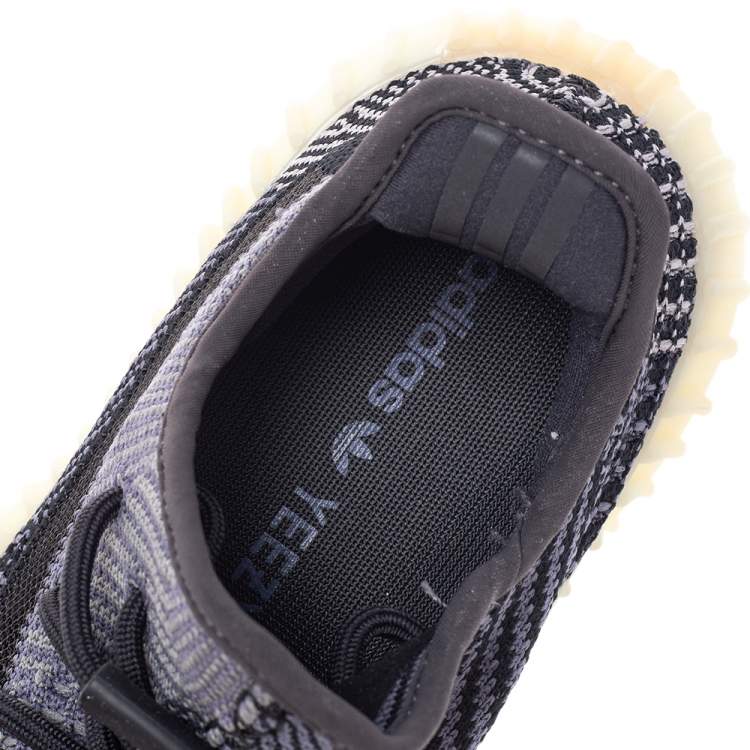 Pre Owned Yeezy x adidas Black/Grey Knit Fabric Carbon Boost 350 V2 Low Top Sneakers Size 36 2/3