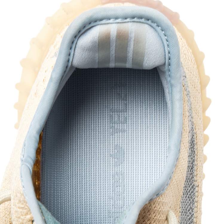 Pre Owned Yeezy x Adidas Beige/Grey Knit Fabric Boost 350 V2 Linen Sneakers Size 40 2/3