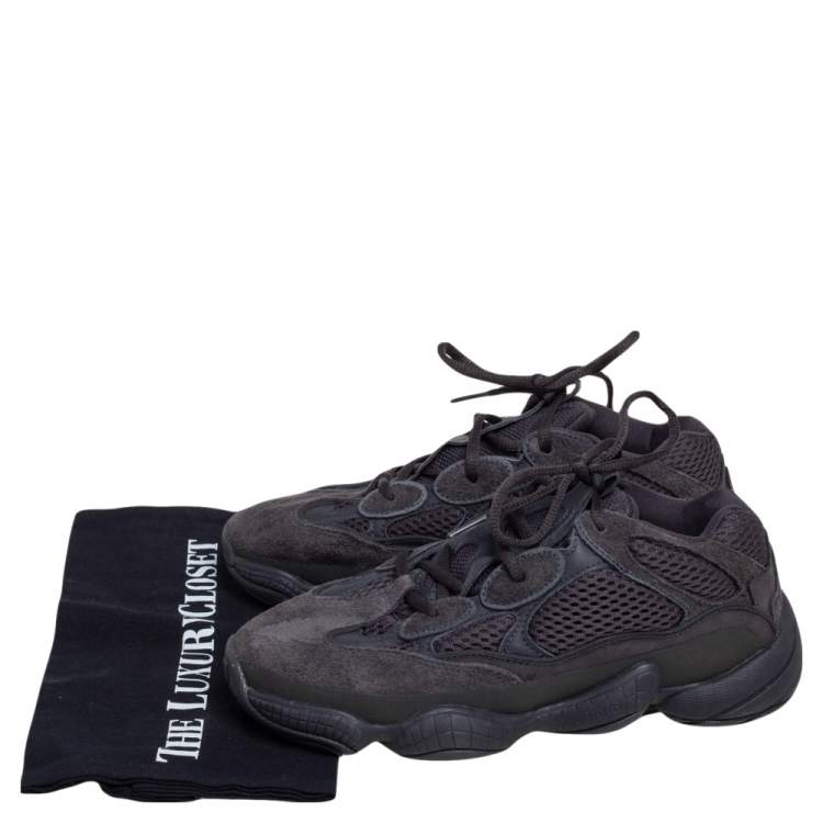 مملوكة مسبقًا Yeezy x Adidas Dark Grey Suede and Mesh Yeezy 700 Utility Black Sneakers Size 38