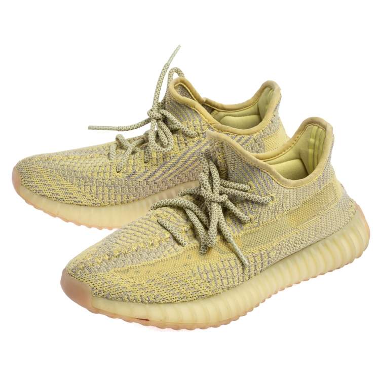Pre Owned Yeezy x Adidas Yellow Cotton Knit Boost 350 V2 Marsh Sneakers Size 38 2/3