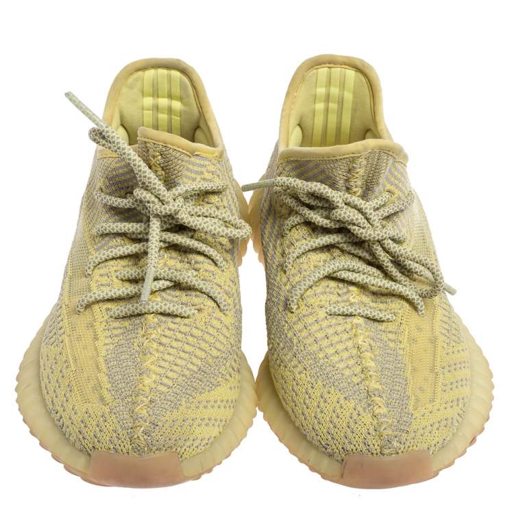 Pre Owned Yeezy x Adidas Yellow Cotton Knit Boost 350 V2 Marsh Sneakers Size 38 2/3