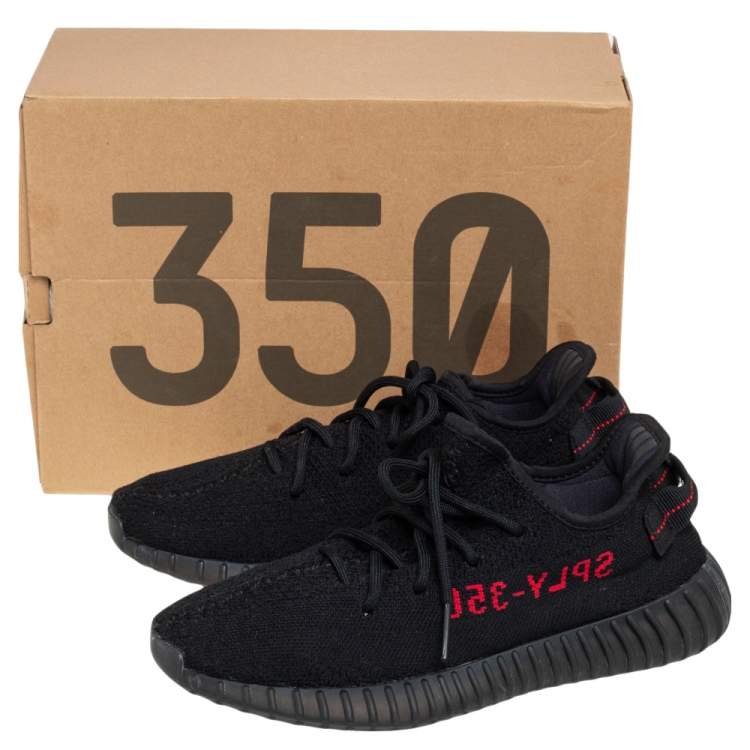 مملوكة مسبقًا Yeezy x adidas Black Knit Fabric Boost 350 V2 Low Top Sneakers Size 41 1/3