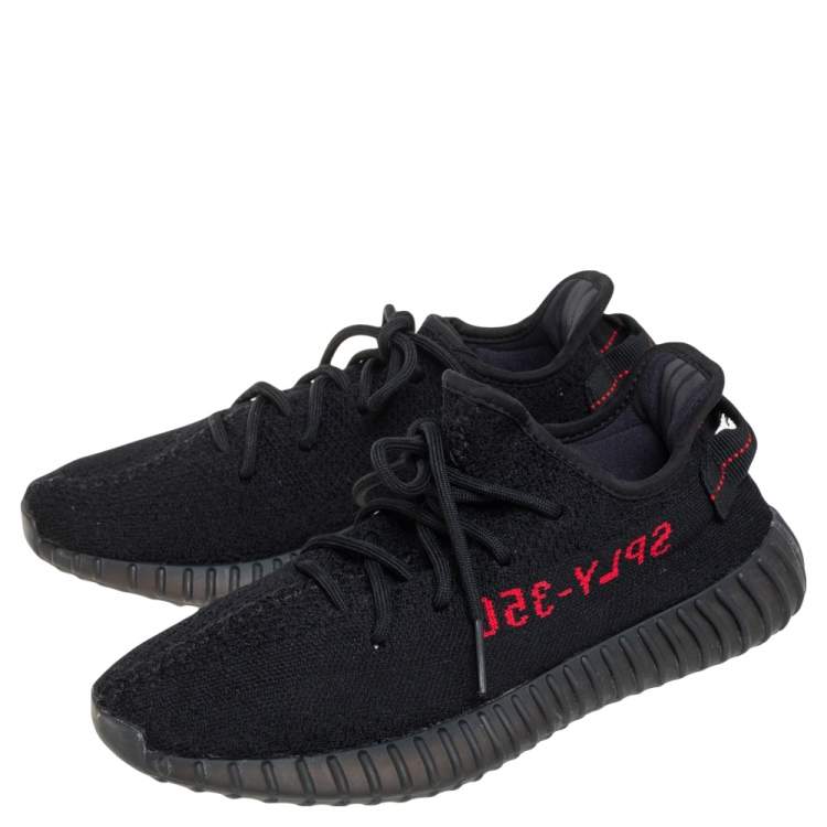 مملوكة مسبقًا Yeezy x adidas Black Knit Fabric Boost 350 V2 Low Top Sneakers Size 41 1/3