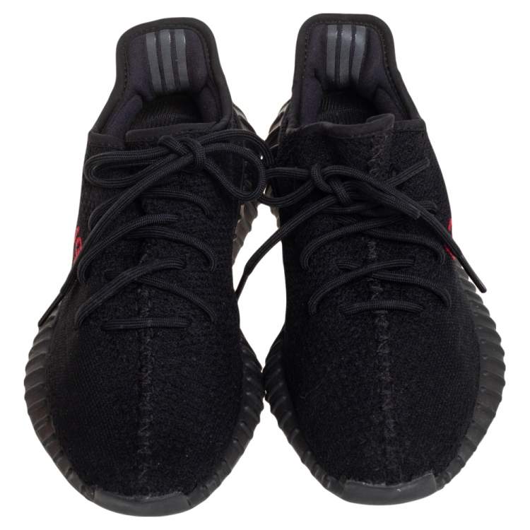 مملوكة مسبقًا Yeezy x adidas Black Knit Fabric Boost 350 V2 Low Top Sneakers Size 41 1/3