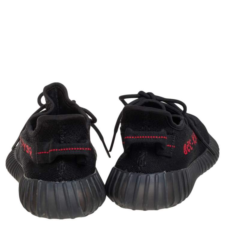 مملوكة مسبقًا Yeezy x adidas Black Knit Fabric Boost 350 V2 Low Top Sneakers Size 41 1/3