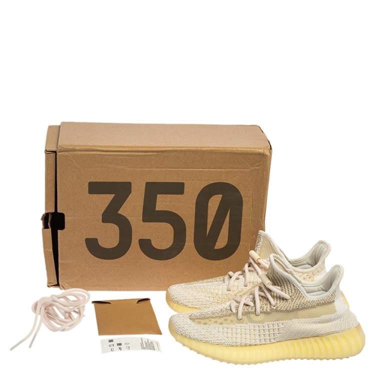 مملوكة مسبقًا Yeezy Cream/White Knit Fabric 350 V2 Natural Sneakers 38 2/3