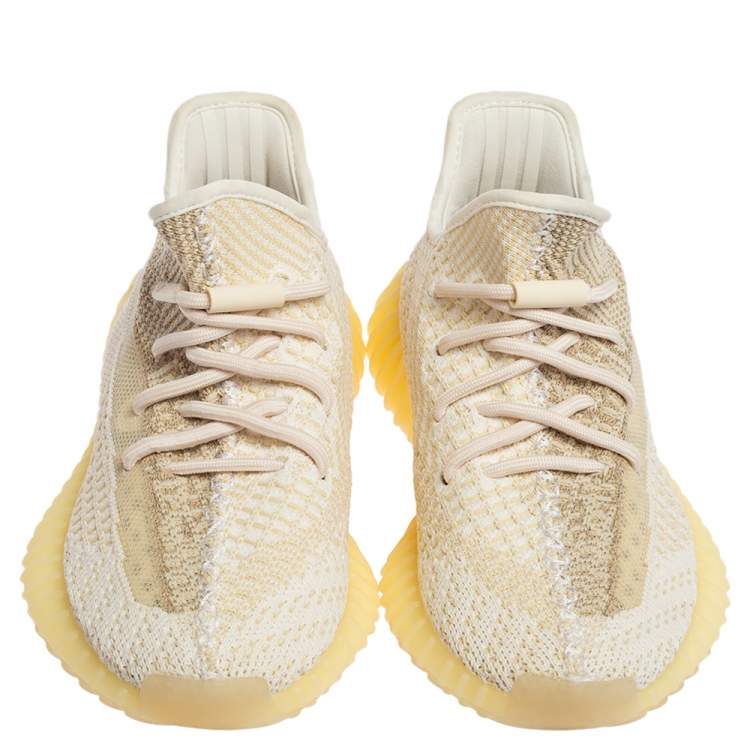 مملوكة مسبقًا Yeezy Cream/White Knit Fabric 350 V2 Natural Sneakers 38 2/3