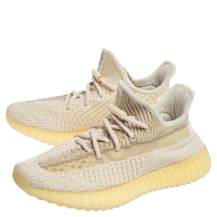 مملوكة مسبقًا Yeezy Cream/White Knit Fabric 350 V2 Natural Sneakers 38 2/3
