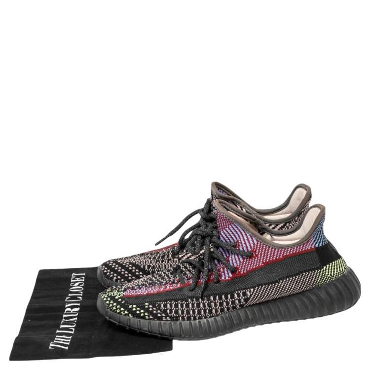 مملوكة مسبقًا Yeezy x Adidas Multicolor Knit Fabric Boost 350 V2 Yecheil (Reflective) Sneakers 41.5