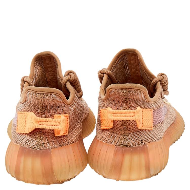 مملوكة مسبقًا Yeezy x adidas Beige Knit Fabric Boost 350 V2 Clay Low Top Sneakers Size 37 1/3