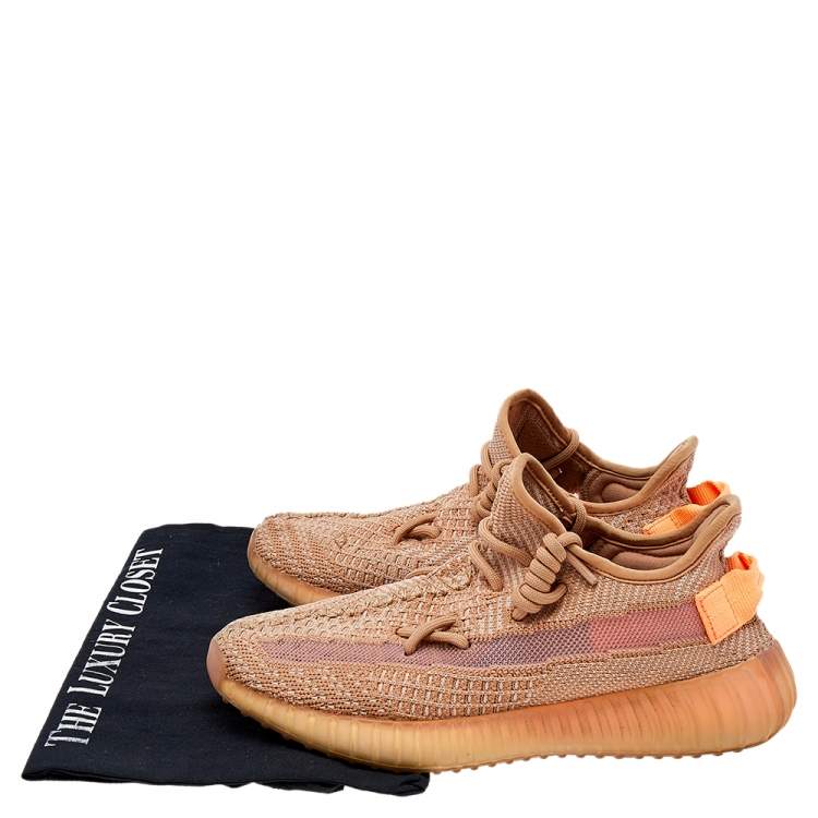 مملوكة مسبقًا Yeezy x adidas Beige Knit Fabric Boost 350 V2 Clay Low Top Sneakers Size 37 1/3