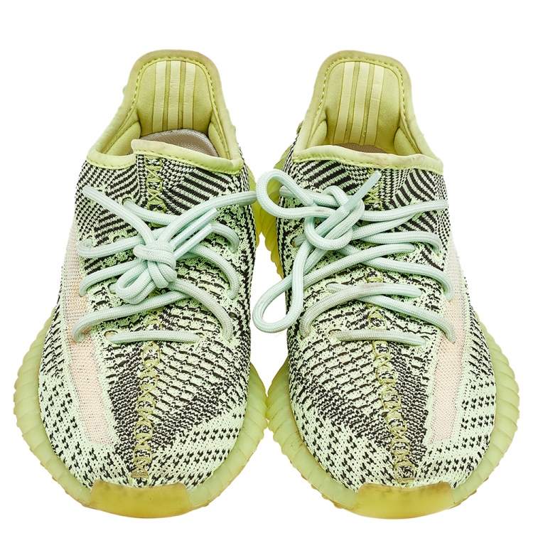 Pre Owned Yeezy x adidas Green Knit Fabric Boost 350 V2  Yeezreel Low Top Sneakers Size 37 1/3