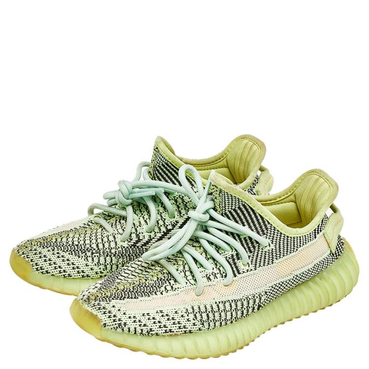 Pre Owned Yeezy x adidas Green Knit Fabric Boost 350 V2  Yeezreel Low Top Sneakers Size 37 1/3