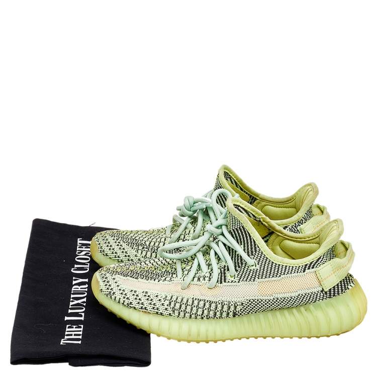 Pre Owned Yeezy x adidas Green Knit Fabric Boost 350 V2  Yeezreel Low Top Sneakers Size 37 1/3