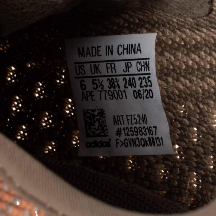 Pre Owned Yeezy x Adidas Brown Knit Fabric Boost 350 V2 Sand Taupe Sneakers Size 38 2/3