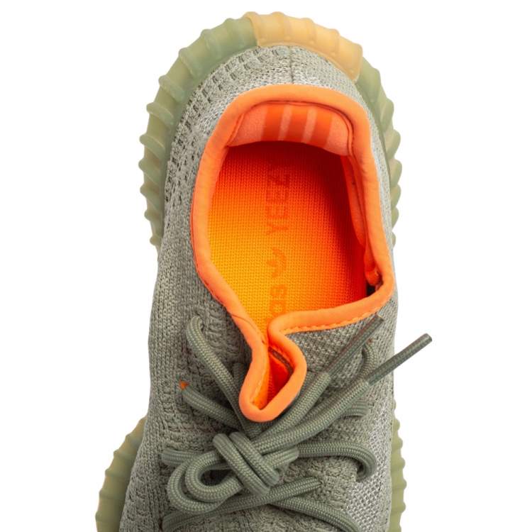 Pre Owned Yeezy x Adidas Green/Grey Cotton Knit Fabric Boost 350 V2 Desert Sage Reflective Sneakers Size 37
