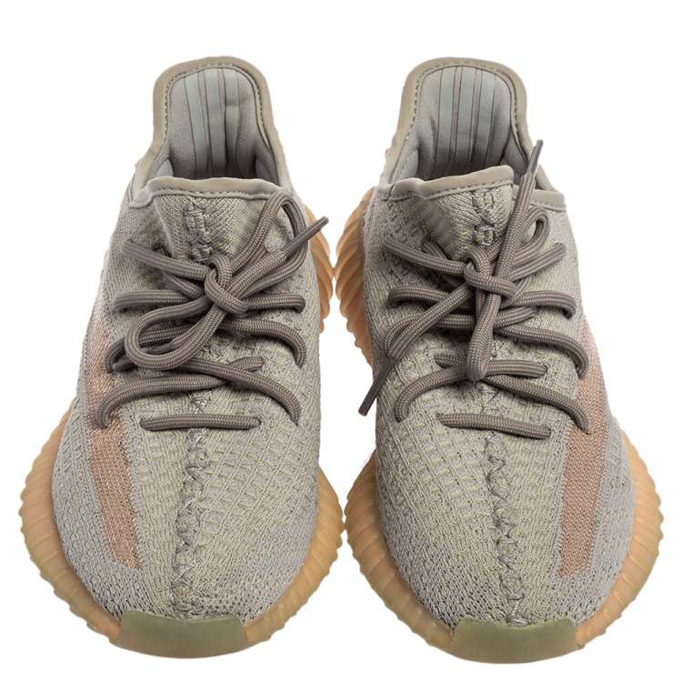 Pre Owned Yeezy x adidas Grey Cotton Knit Boost 350 V2 True Form Sneakers Size 37 1/3