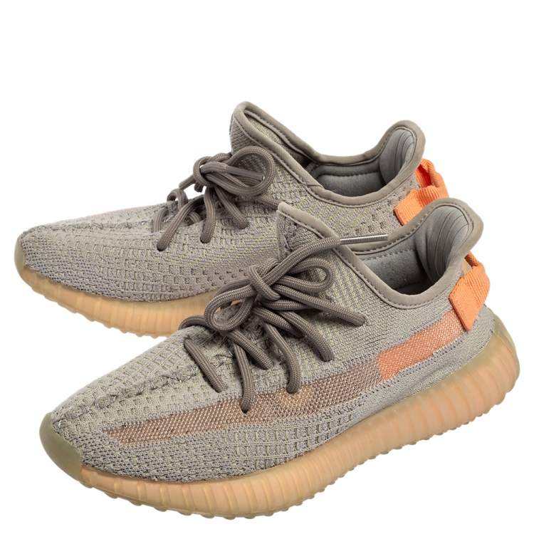 Pre Owned Yeezy x adidas Grey Cotton Knit Boost 350 V2 True Form Sneakers Size 37 1/3