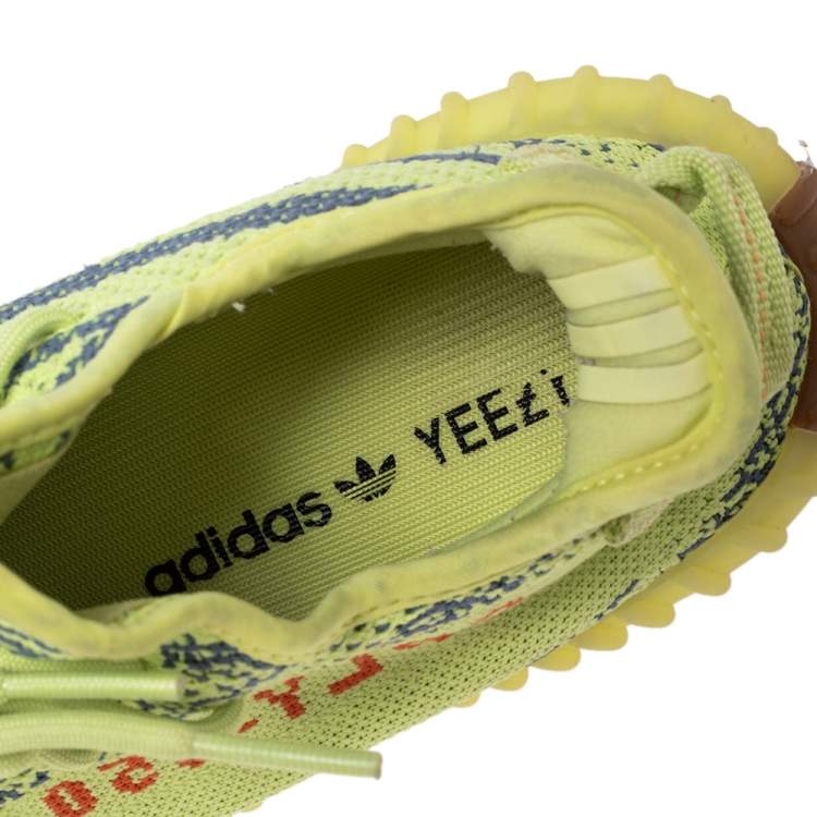Pre Owned Yeezy x Adidas Green Cotton Knit Boost 350 V2 Sneakers Size 38 2/3