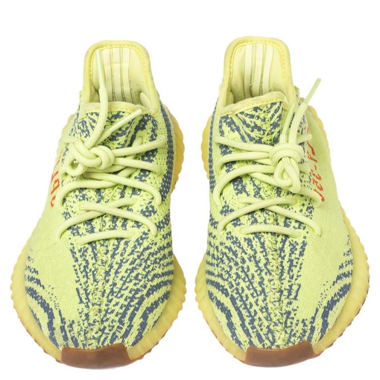 Pre Owned Yeezy x Adidas Green Cotton Knit Boost 350 V2 Sneakers Size 38 2/3