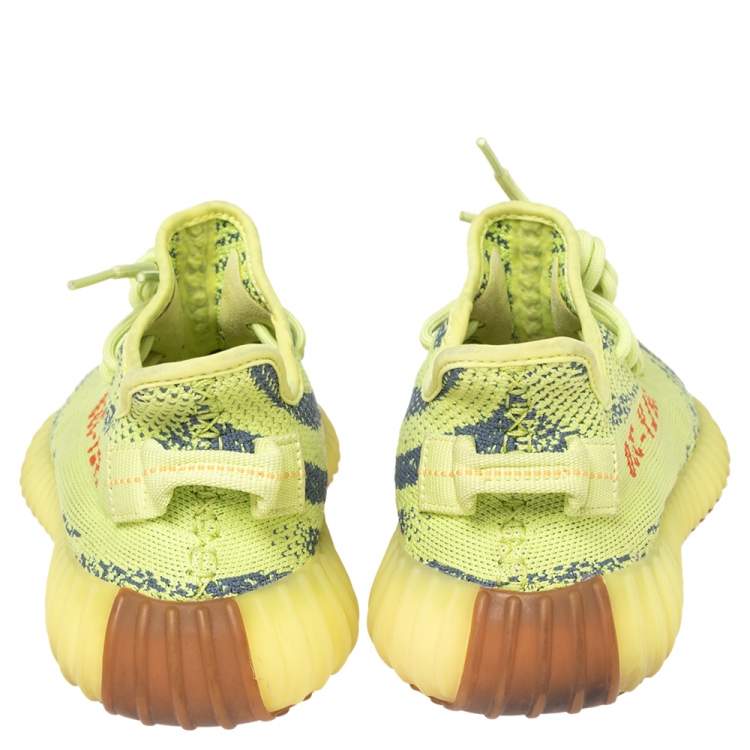Pre Owned Yeezy x Adidas Green Cotton Knit Boost 350 V2 Sneakers Size 38 2/3