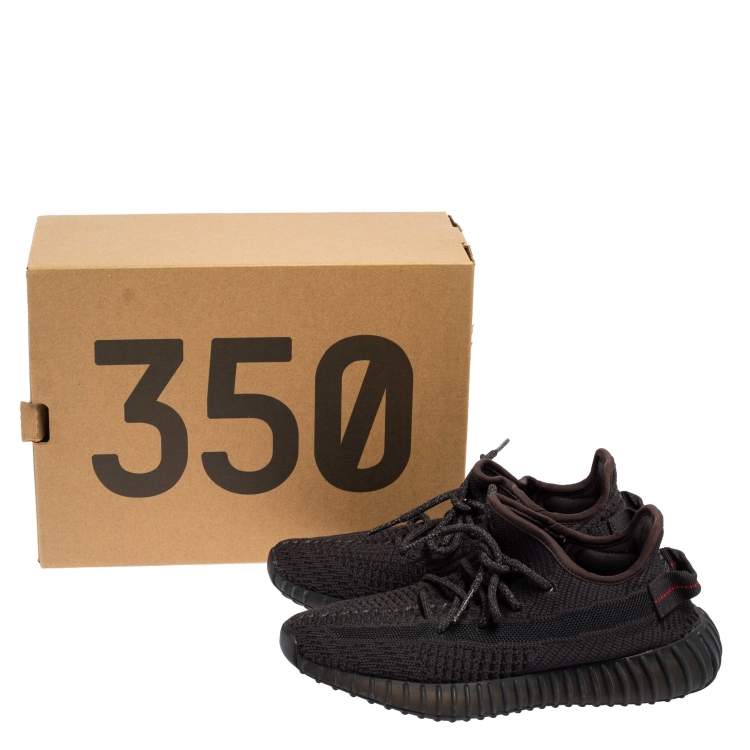 Pre Owned Yeezy x Adidas Black Cotton Knit Boost 350 V2 Black Static Sneakers Size 38 2/3