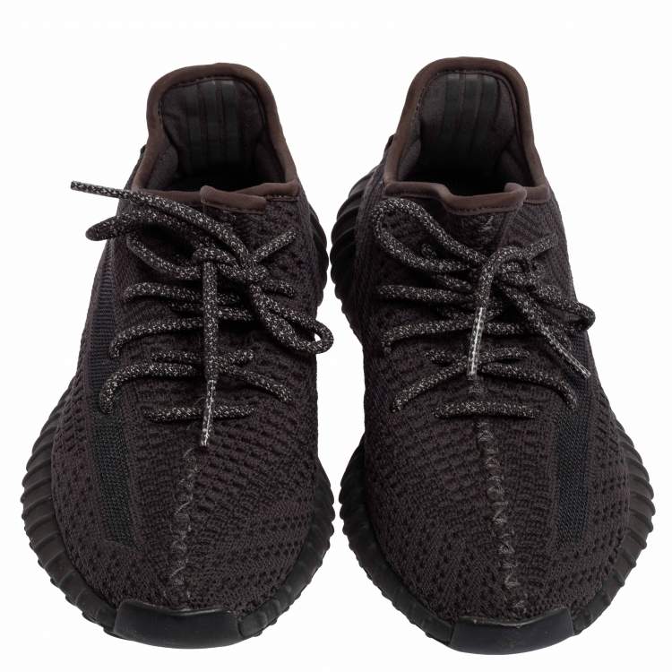Pre Owned Yeezy x Adidas Black Cotton Knit Boost 350 V2 Black Static Sneakers Size 38 2/3