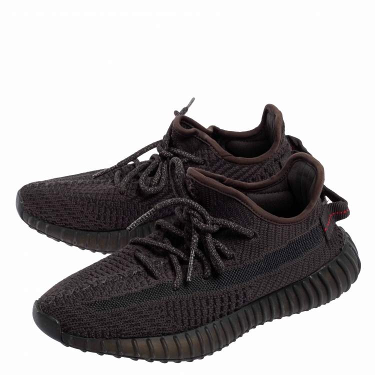 Pre Owned Yeezy x Adidas Black Cotton Knit Boost 350 V2 Black Static Sneakers Size 38 2/3