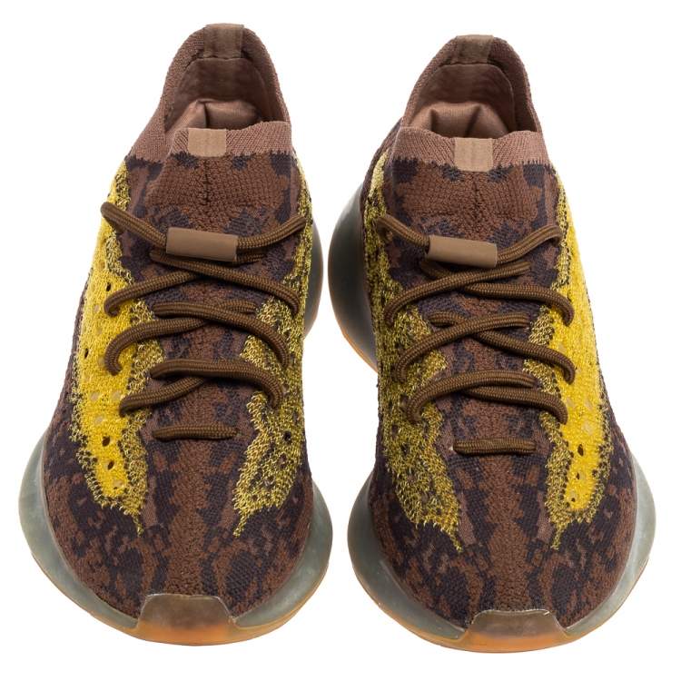 Pre Owned Yeezy x Adidas Brown/Yellow Knit And Mesh Boost 380 LMNTE Sneakers Size 38 2/3